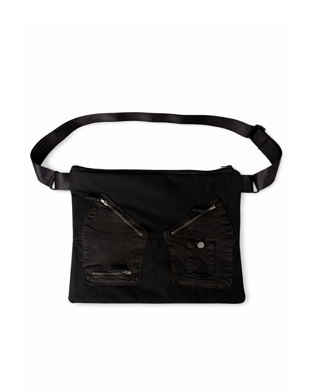 Schwarze Umhängetasche aus alter Hose, Upcycled Cross Body Bag, Handtasche, Handbag, Handmade