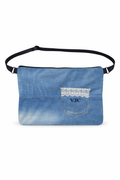 Tasche, Umhängetasche, Cross Body Bag Jeans mit Spitze, Upcycling